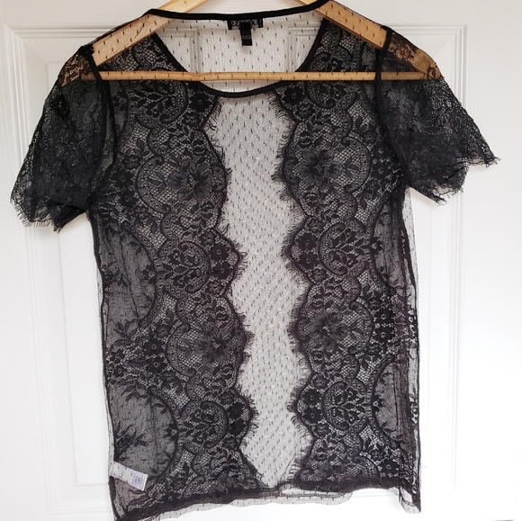 EXPRESS Mesh Lace Tee - Picture 4 of 6